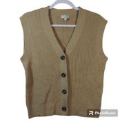 Poof Warm & Cozy Lifestyle Brown V neck Button Sweater Vest Size L