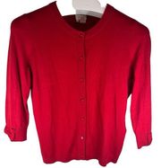 Kate Spade Womens Somerset Red Bow Cuff Cashmere Blend Cardigan Size Medium