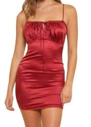 Better Be Stretch Satin Mini Dress Red Size Large NWT