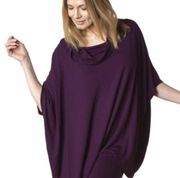 Purple Jersey Knit Cowl Neck Relaxed Fit Lagenlook Poncho M