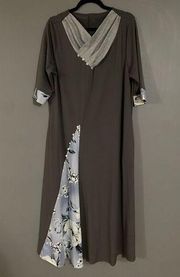 Hekka Violet Floral Short SleeveWith Faux Buttons  Maxi Dress 3X NWOT