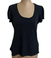 Reformation pointelle black short sleeve tee size Large