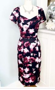 New York & Co Eva Mendes Floral sweatheart dress Black size 14