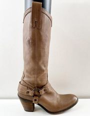 Frye Vintage Taylor Leather Harness Riding Knee High Boots Brown 8