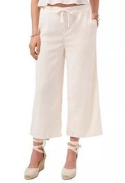 1.State Cropped Wide-Leg Pants in Soft Ecru Drawstring Waist Size Large Sz L New