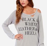 Chaser | Black White Leather & Heels Sweatshirt S