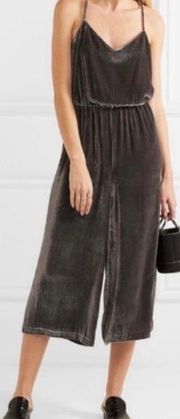 Madewell Velvet Cami Neutral Brown Jumpsuit Strappy Wide Leg Relaxed size 12