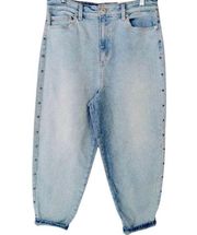 INC Women Jeans Hi Rise Studded Cropped Mom Blue Jeans 10/30