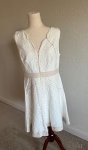 Off White Lace Dress Piping Detail Size 10