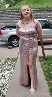 Pink Glitter Prom Dress 