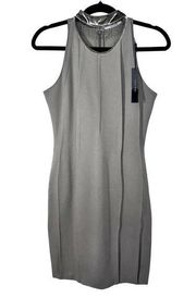 Tahari Womens Bristol Mini Dress Velvet Beaded Collar Retro Grey 2 NWT