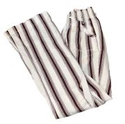 Off White & Maroon Ci Sono Stripe Design Pants Women’s Size Medium High Waisted!