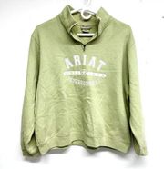 Ariat Sport Women 1/4 Zip Long Sleeve Green 80% Cotton Sweater Size XL