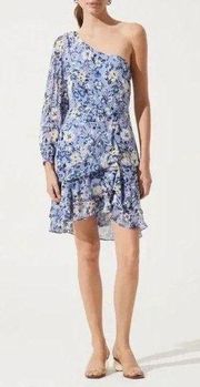 ✨ASTR Floral One Shoulder Long Sleeve Ruffled Mini Dress✨