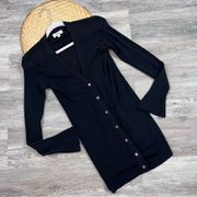 L'AGENCE lucas Black Ribbed Long Button Front Cardigan