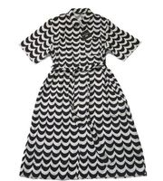 NWT marimekko x Uniqlo Laine Wave Midi in Black White Linen Blend Shirt Dress M