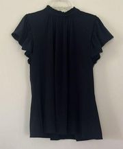 Tularosa x revolve black short sleeve high neck blouse with keyhole back Small