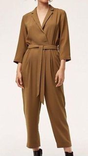 Babation Aritzia Karl Jumpsuit Size 4 Belted Cropped Camel Brown Minimal Classic