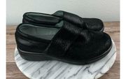 Alegria Lauryn Black Metallic Leather Slip-On Comfort Shoes Womens Size 37W US 7