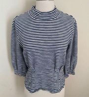 Madewell Mockneck Structured Top in Stripe M