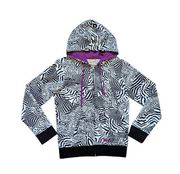 Y2K O'Neill Abstract Striped Full Zip Jacket Black White Outerwear Hooded Skater