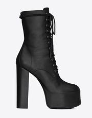 Cherry Lace-up Platform Bootie in Smooth Leather Size 38