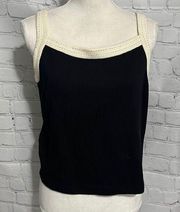 Vintage St John - Black Knit Sleeveless Top Embellished - S