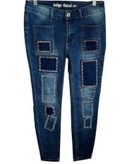 Indigo Thread Boho Patched Skinny Denim Jeans