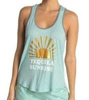 Pj Salvage Women's XL Teal Blue Tequila Sunrise Gold Sun Tank Top