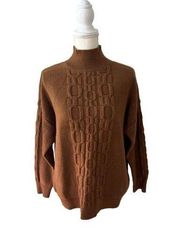 CALVIN KLEIN Mock Knit Camel Knit Sweater Size L NEW