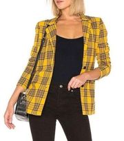 LPA REVOLVE Womens Yellow Mustard Plaid Boxy Blazer Womens Size XS Clueless