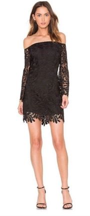 Bardot Flora black lace mini dress