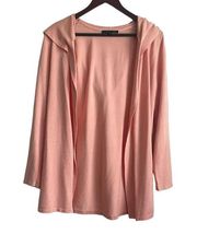 Cyrus Women Hooded Open Front Rayon Cardigan Long Line Softgirl L Peach