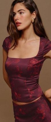 REFORMATION Cora Satin Top in Sanguine 4