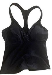 Miracle Suit black tankini top womens size 8 medium polka dots racerback