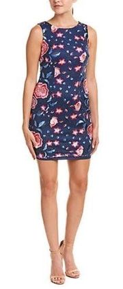 💋Aidan Mattox Navy Embroidered Floral Sheath Sz 0