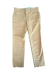 Ann Taylor  Lace Hem Girlfriend Chino Pants Size 4 Yellow Women's Cropped