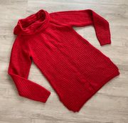 NWT  Red Ribbed Knit Tunic Sweater S