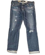 Adriano Goldschmied the stilt roll up medium wash distressed jeans size 28