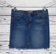 Universal Thread Sz 18W Blue Distressed Raw Hem Denim Jean Straight Pencil Skirt