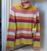 pastel striped turtleneck sweater