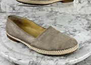 Paul Green Lori Espadrille Loafer Woven Flats Metallic Taupe Leather 7 US 4.5 UK