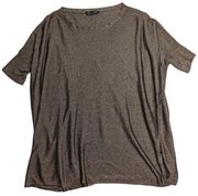 Eileen Fisher Bronze Metallic Dolman Short Sleeve Round Neck Pullover Top S