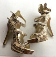 bebe‎ snakeskin buckle heel ankle strap platform