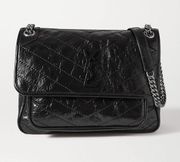 Saint Laurent Niki Medium Crinkled Glossed-Leather Shoulder Bag