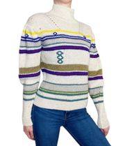 Etoile Georgie Colorful Abstract Alpaca Wool Turtleneck Sweater