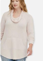 Torrid Super Soft Plush Cowl Neck Sweater Baby Pink 2