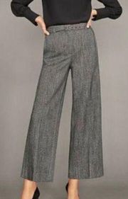 Ann Taylor Belted Marina Wide Leg Ankle Pant Trouser Gray Size 4 PETITE NEW