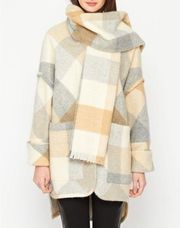 Anthropologie Melissa Nepton Plaid Blanket Wool Blend Casual Coat Shaket
