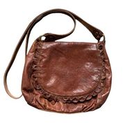 Lucky Brand Brown Lamb Leather Hobo Crossbody Bag